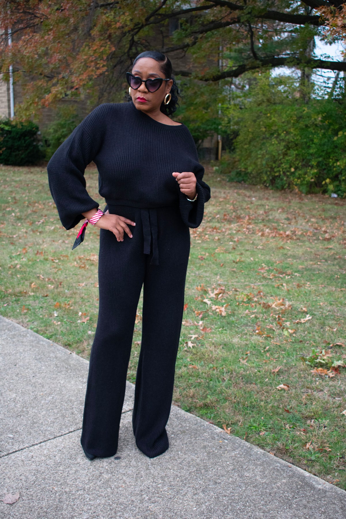 Black two-piece sweater set