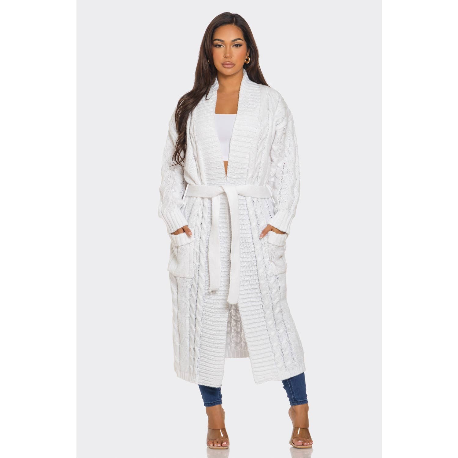 green cardigan sweater fringe