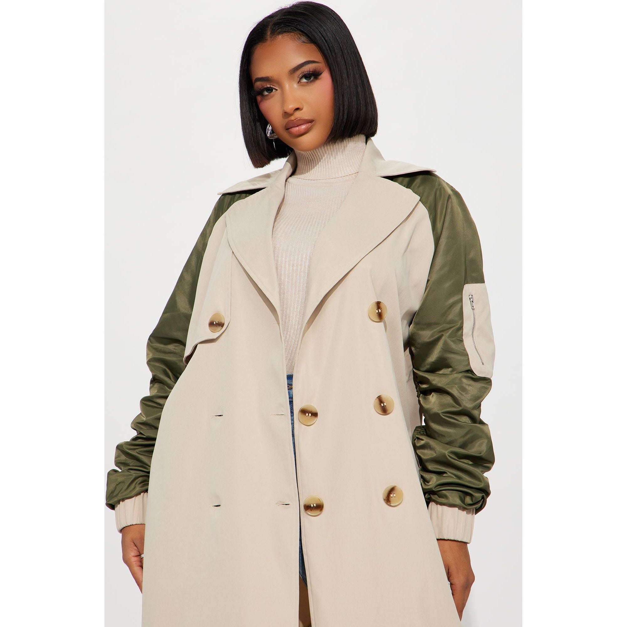 Color Block Trench Coat