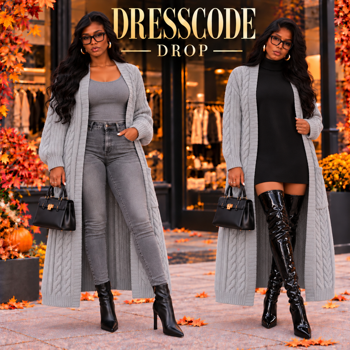 Long Cable Knit Cardigan Sweater - view 3