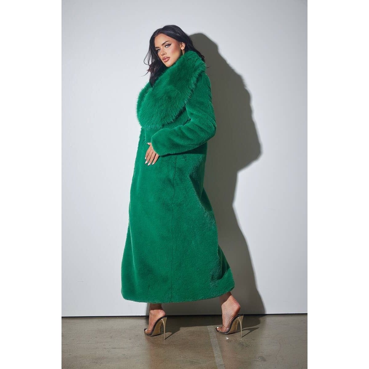 Faux Fur Long Coat with Pockets
