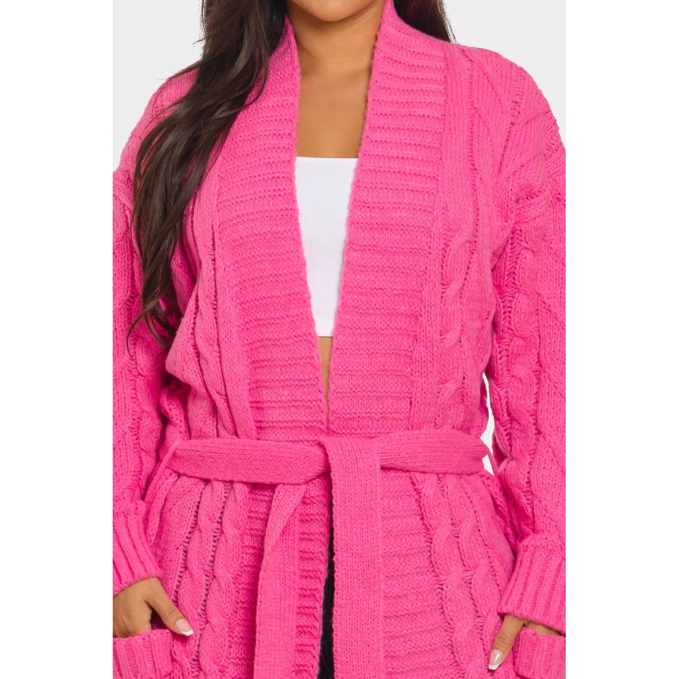 BELTED MAXI SWEATER CARDIGAN