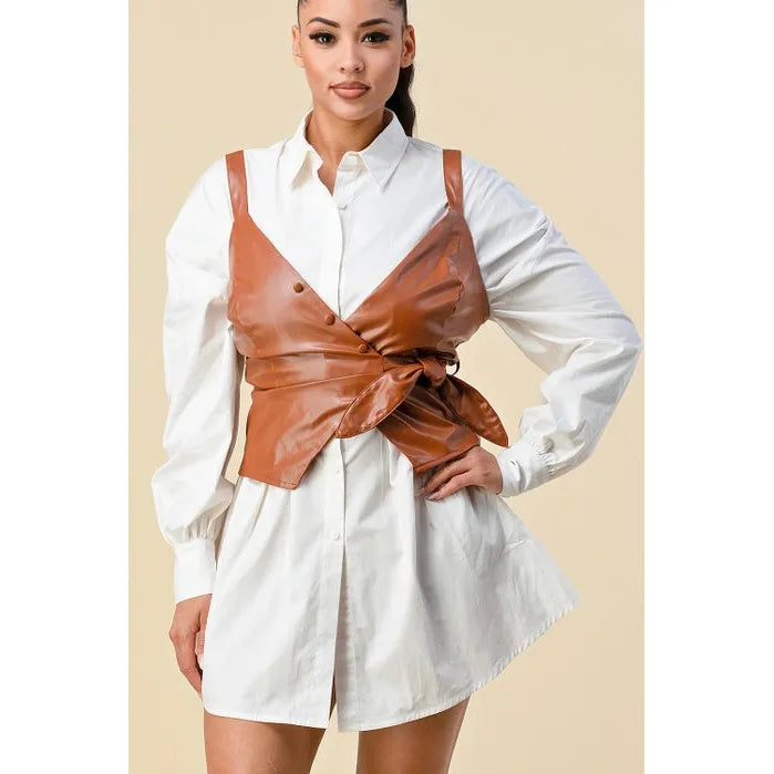 Faux Leather Wrap Vest