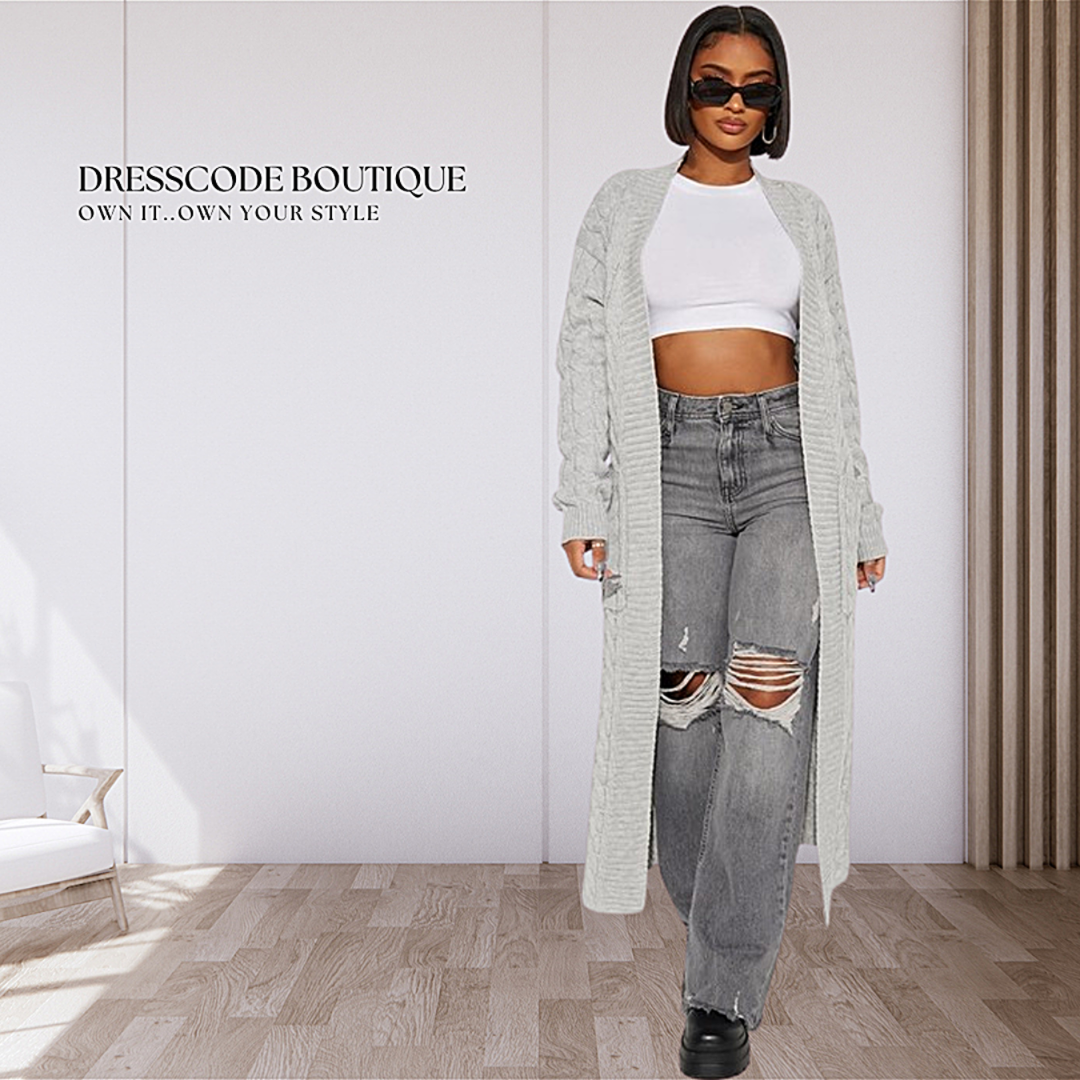 Cable Knit Long Cardigan Sweater