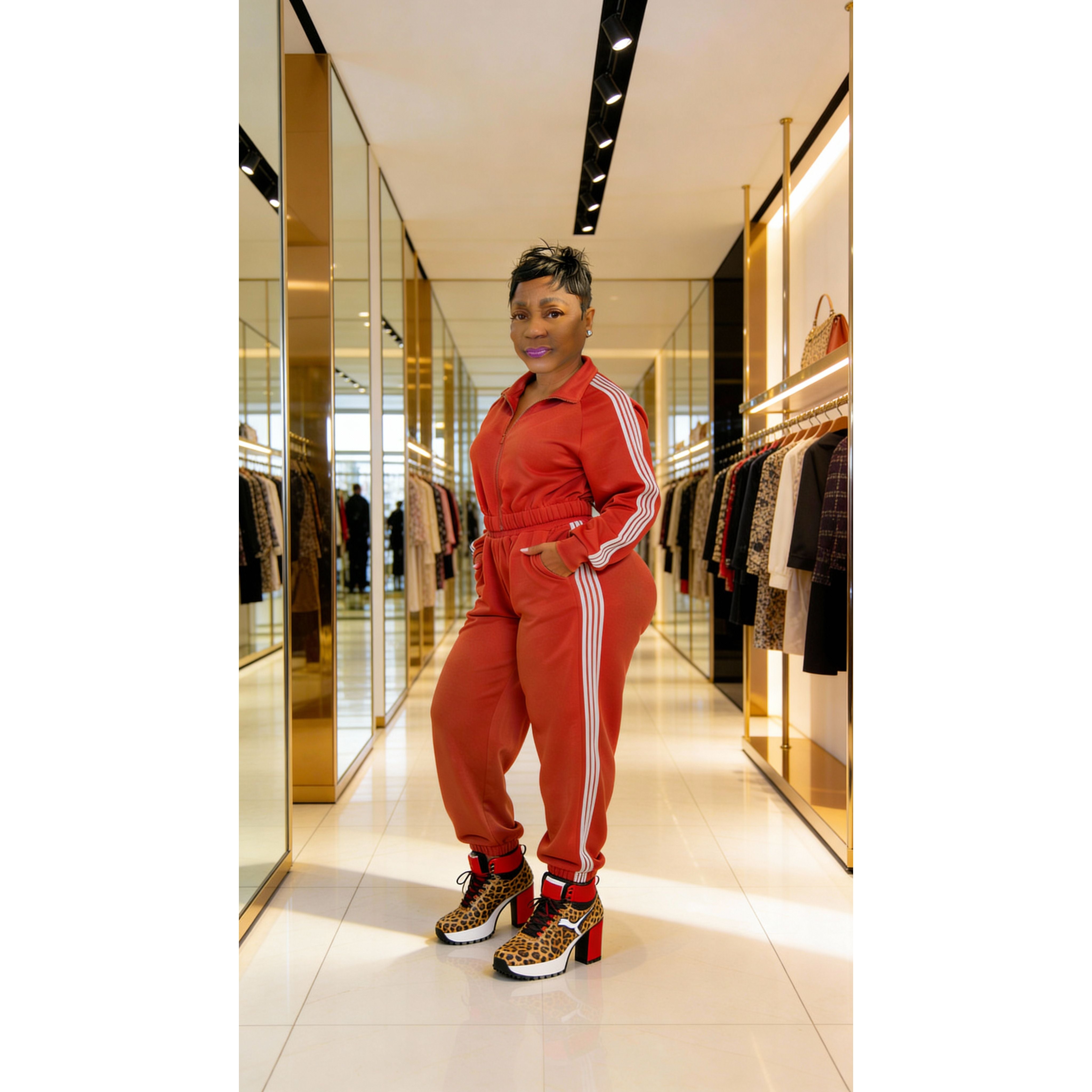 Women’s Side-Striped Track Suit Set – Zip Jacket & Matching Track Pants