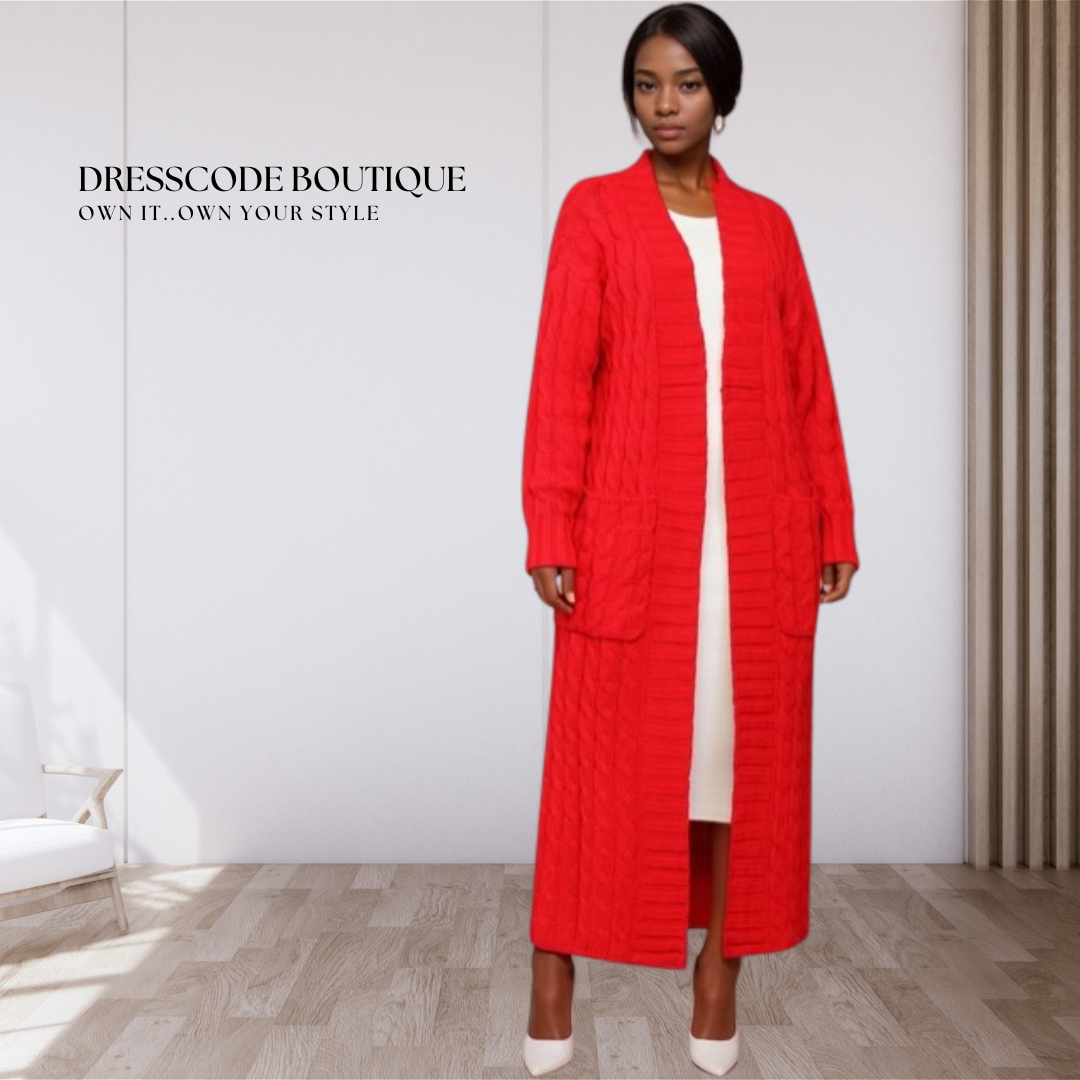 Cable Knit Long Cardigan Sweater
