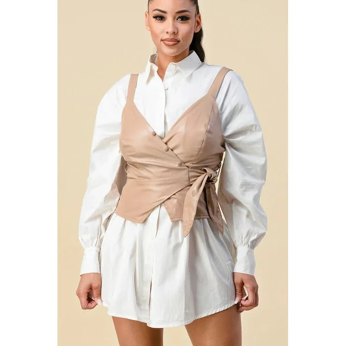 Faux Leather Wrap Vest