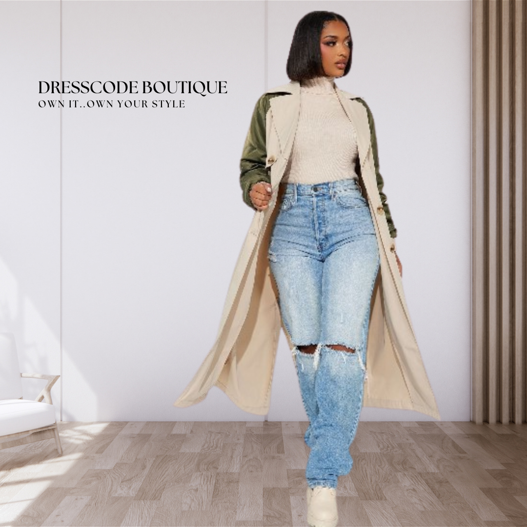 Color Block Trench Coat