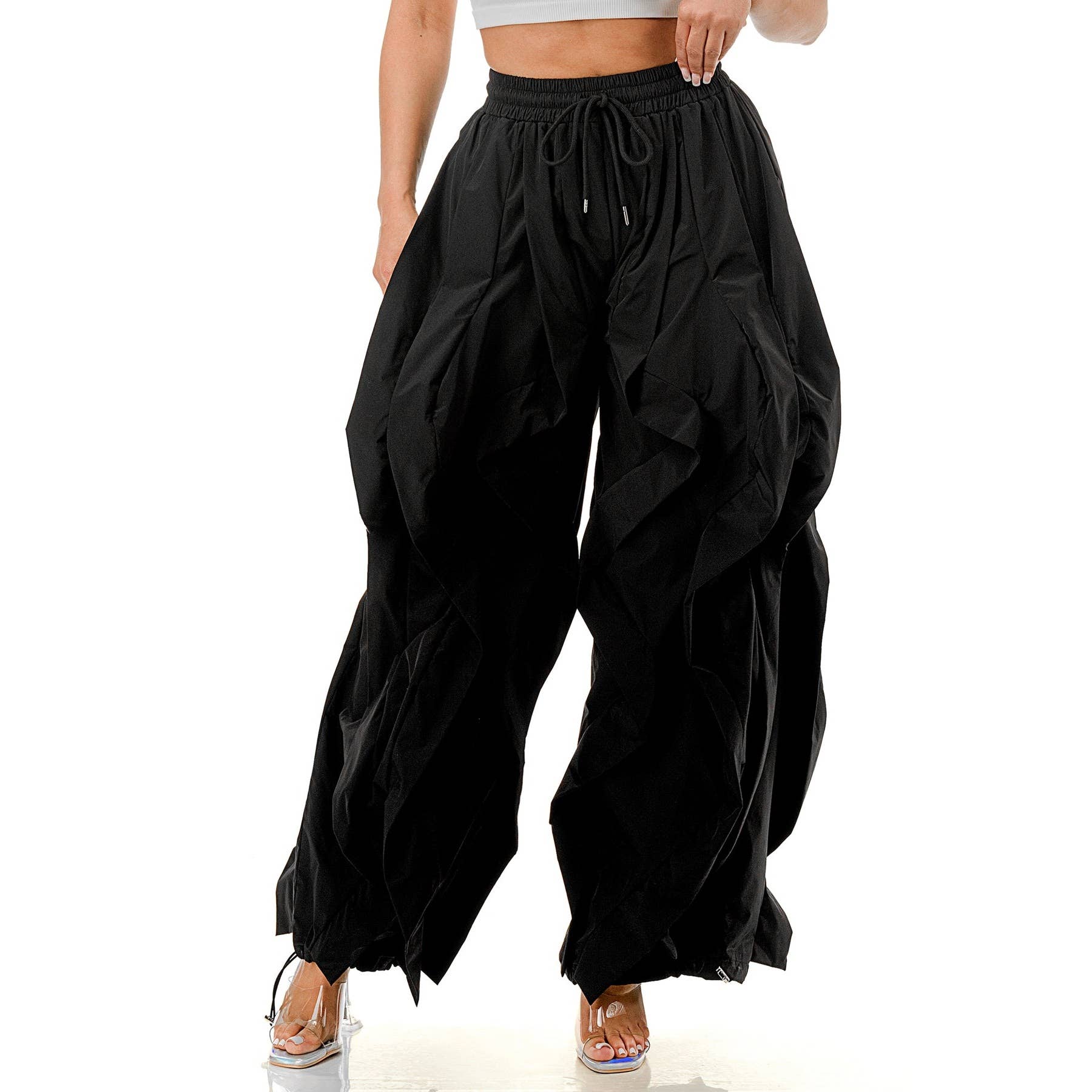 Oversized Wide Leg Ruffle Jogger Pants