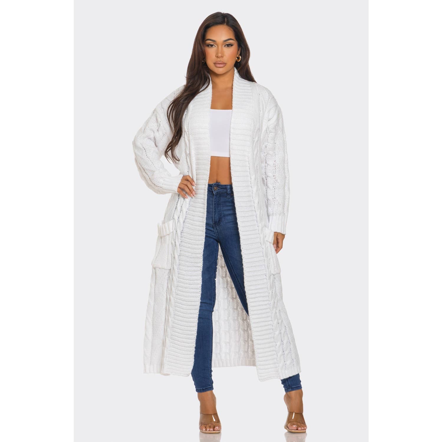 BELTED MAXI SWEATER CARDIGAN