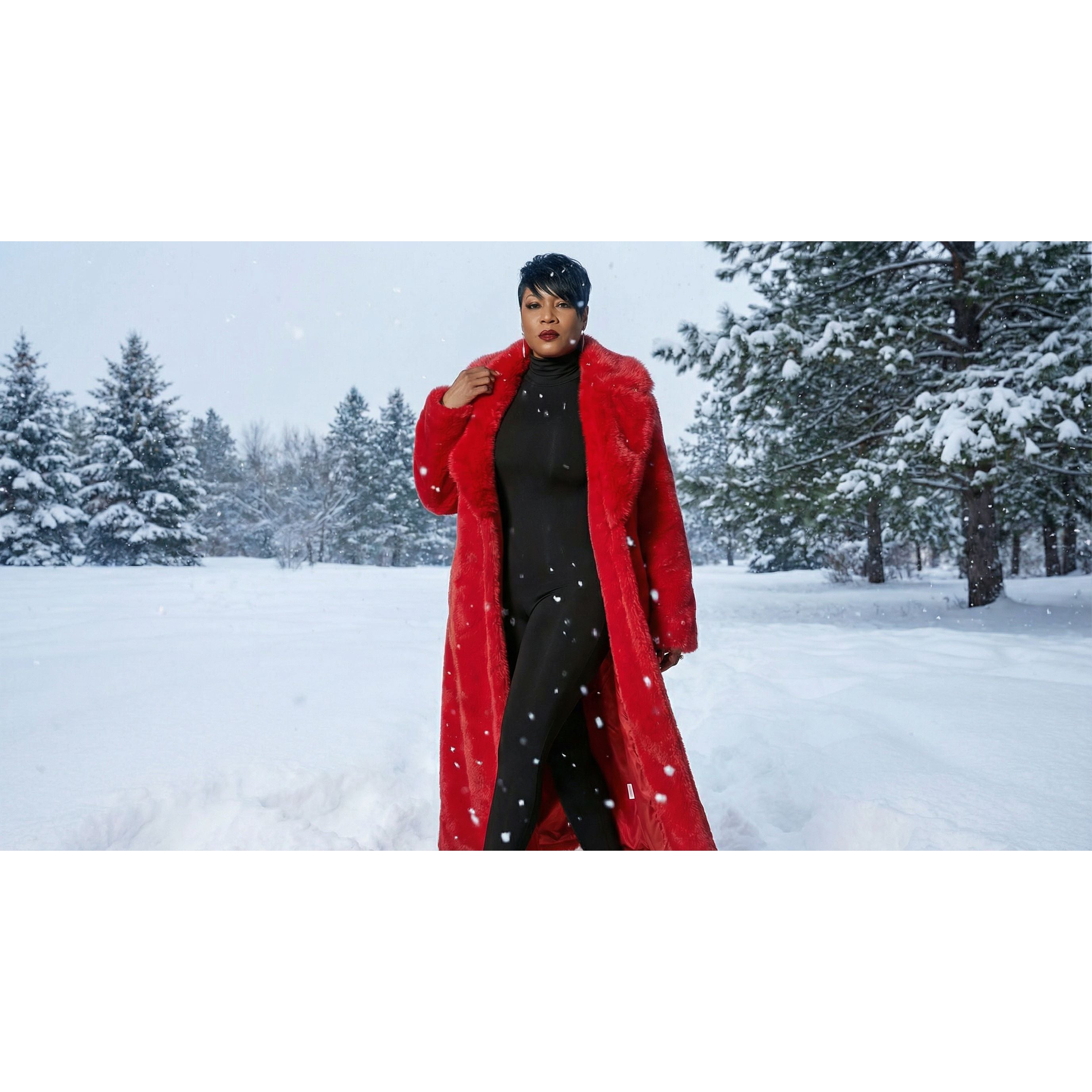 Faux Fur Long Coat with Pockets