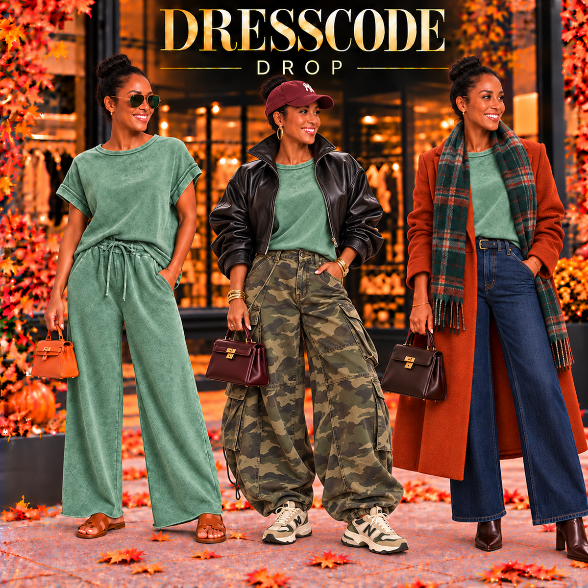 Soft Comfort Mineral Relaxed Tee styled three ways for fall