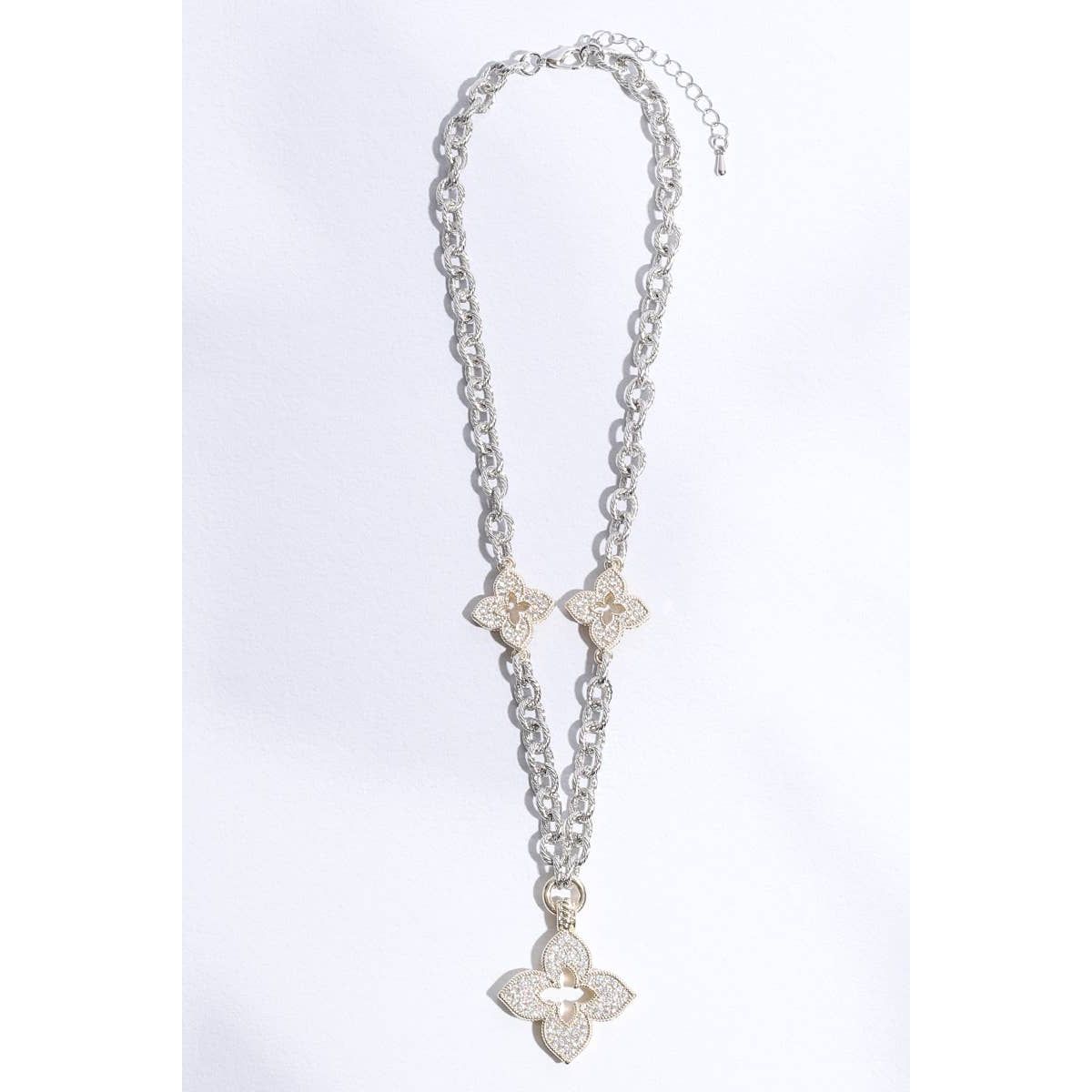 Clover Pave Clover Mop Gold Necklace