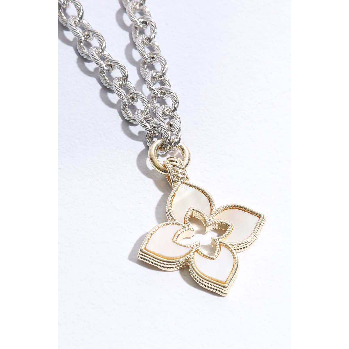 Clover Pave Clover Mop Gold Necklace