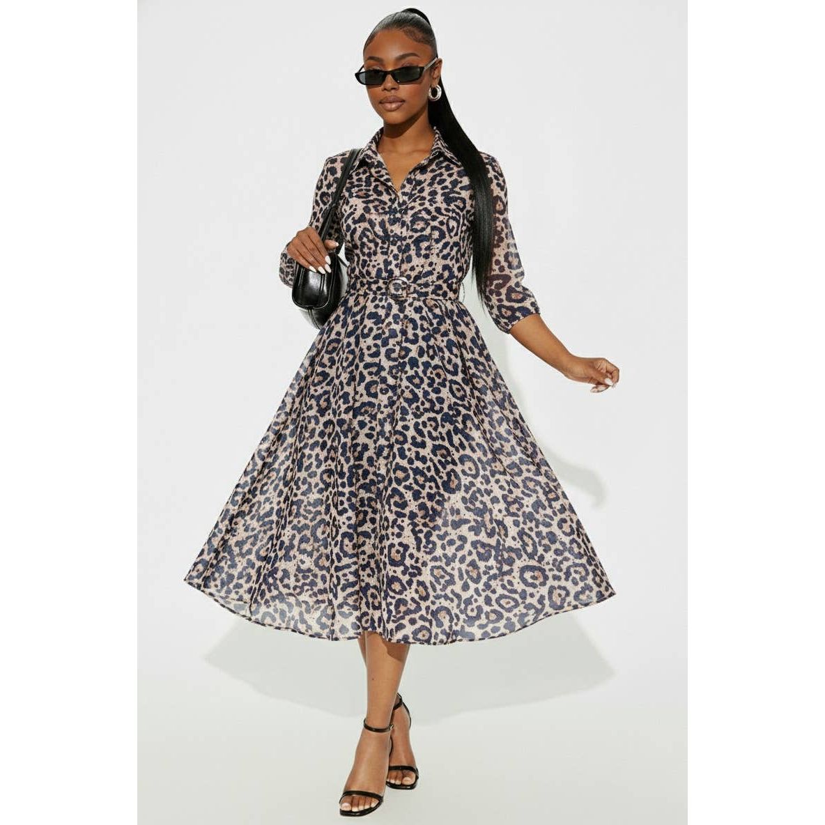 Animal Print Eyelet Maxi Dress