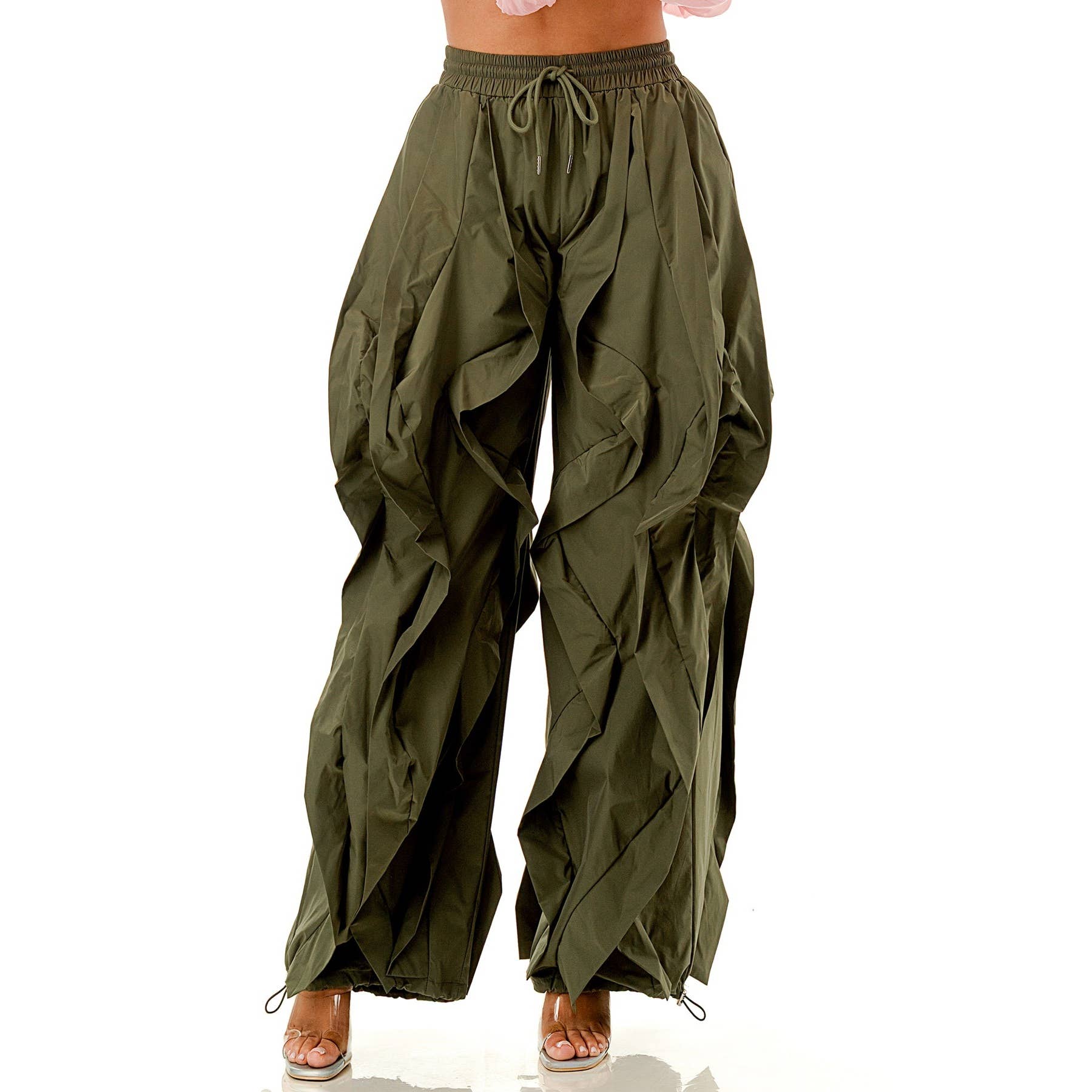Oversized Wide Leg Ruffle Jogger Pants