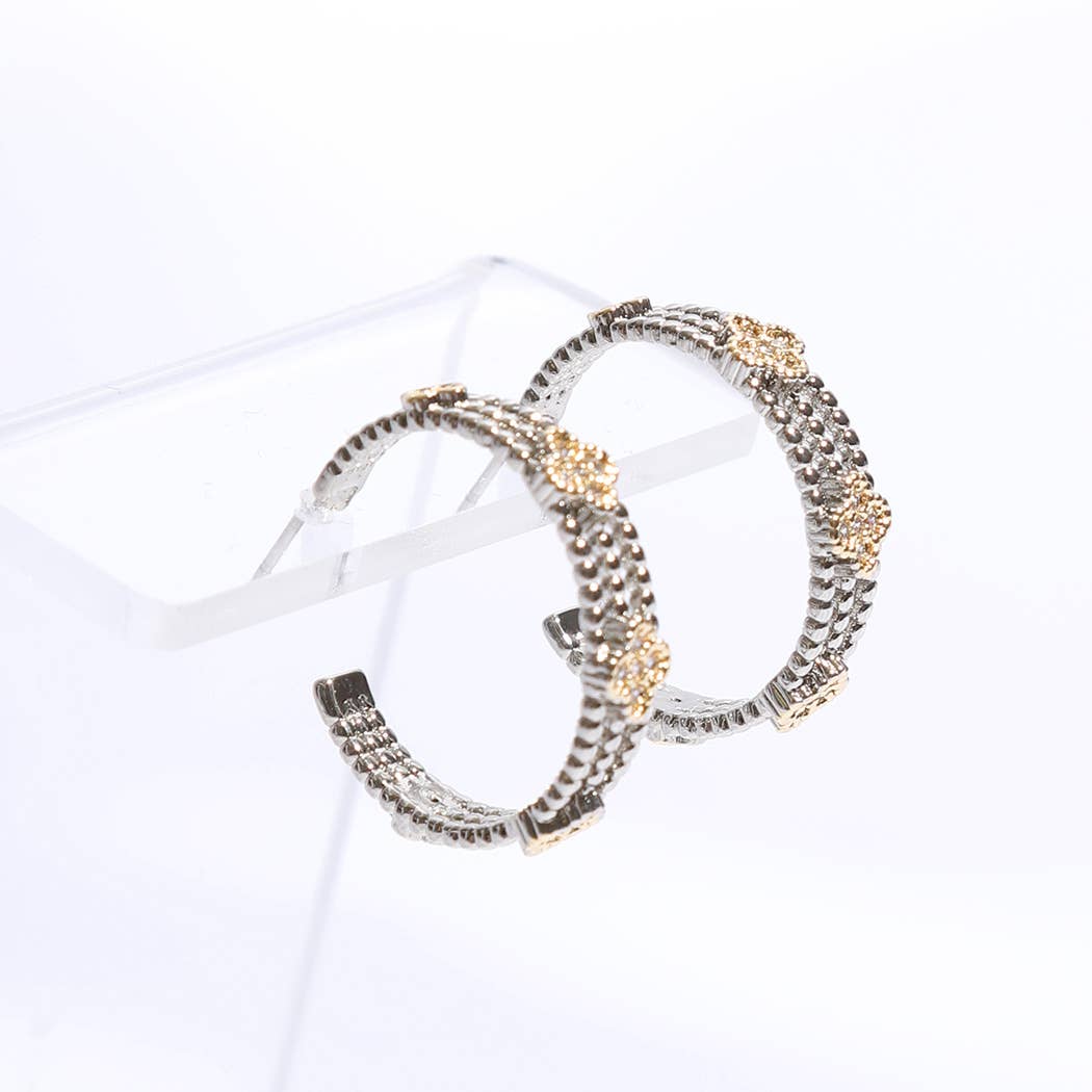 Mini Clover CZ Layer Hoop Earrings