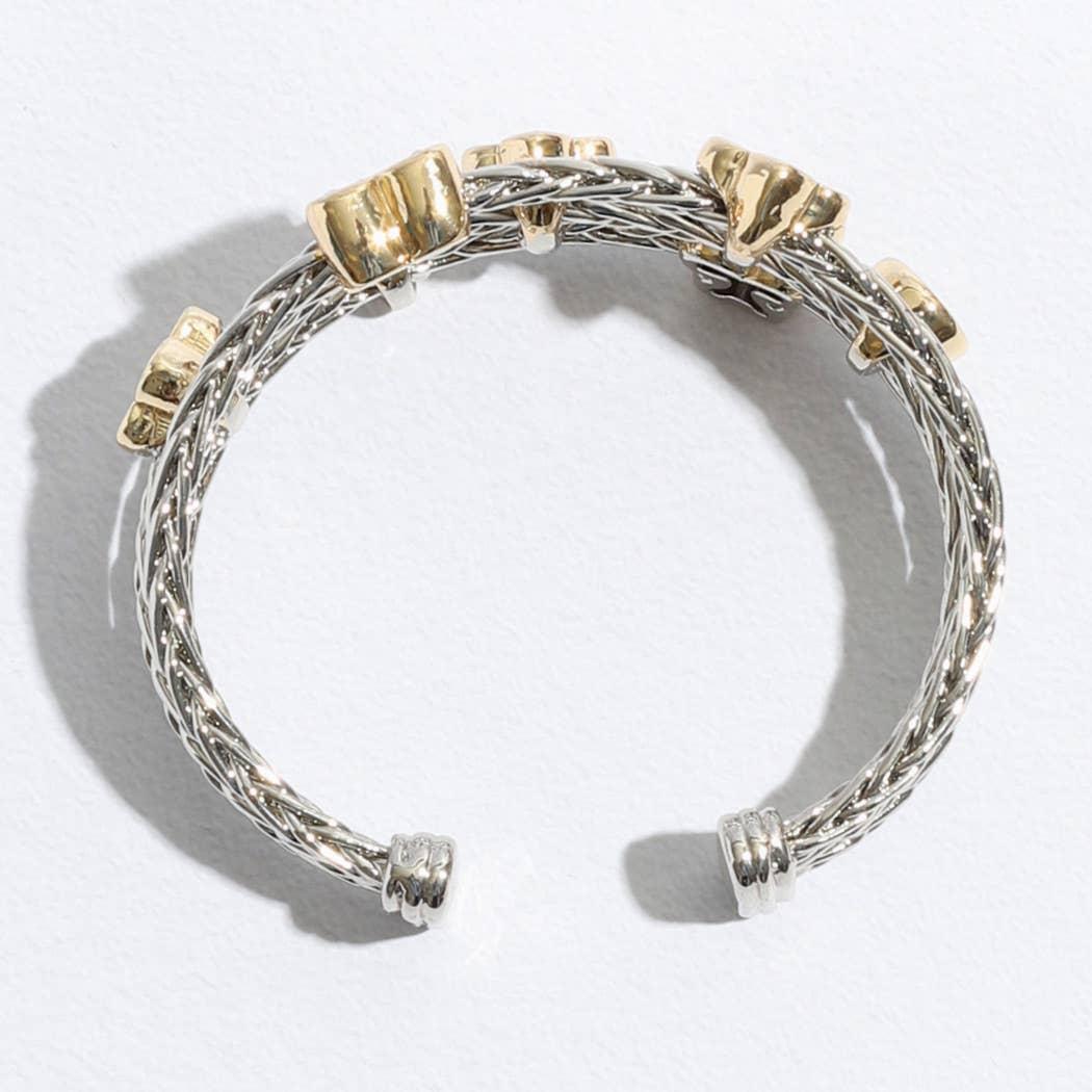 Triple Braided Bangle Butterfly Deco Bracelet