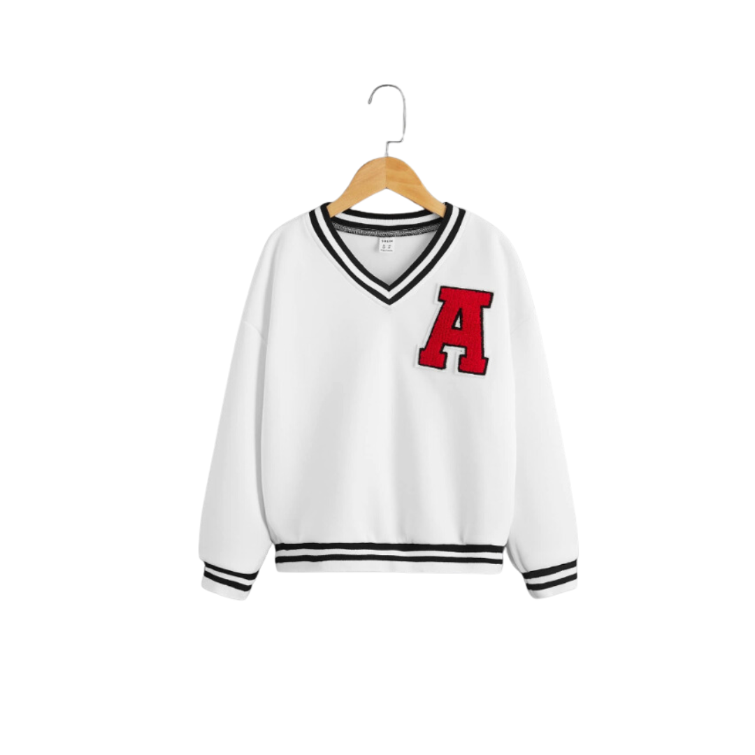 Girls Letter A Varsity Sweatshirt from Ashton's Corner kids at DRESSCODE