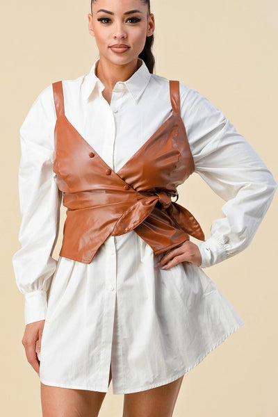 Faux Leather Wrap Vest
