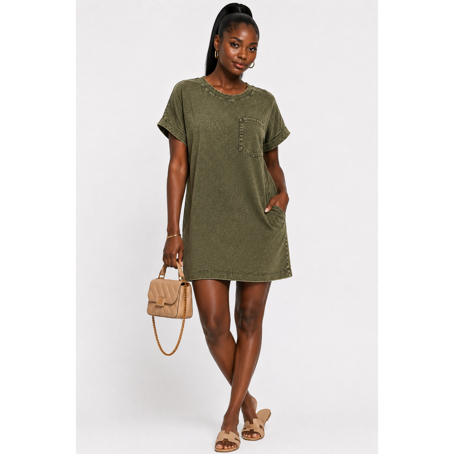 Soft Comfort Mineral Wash T-Shirt Dress