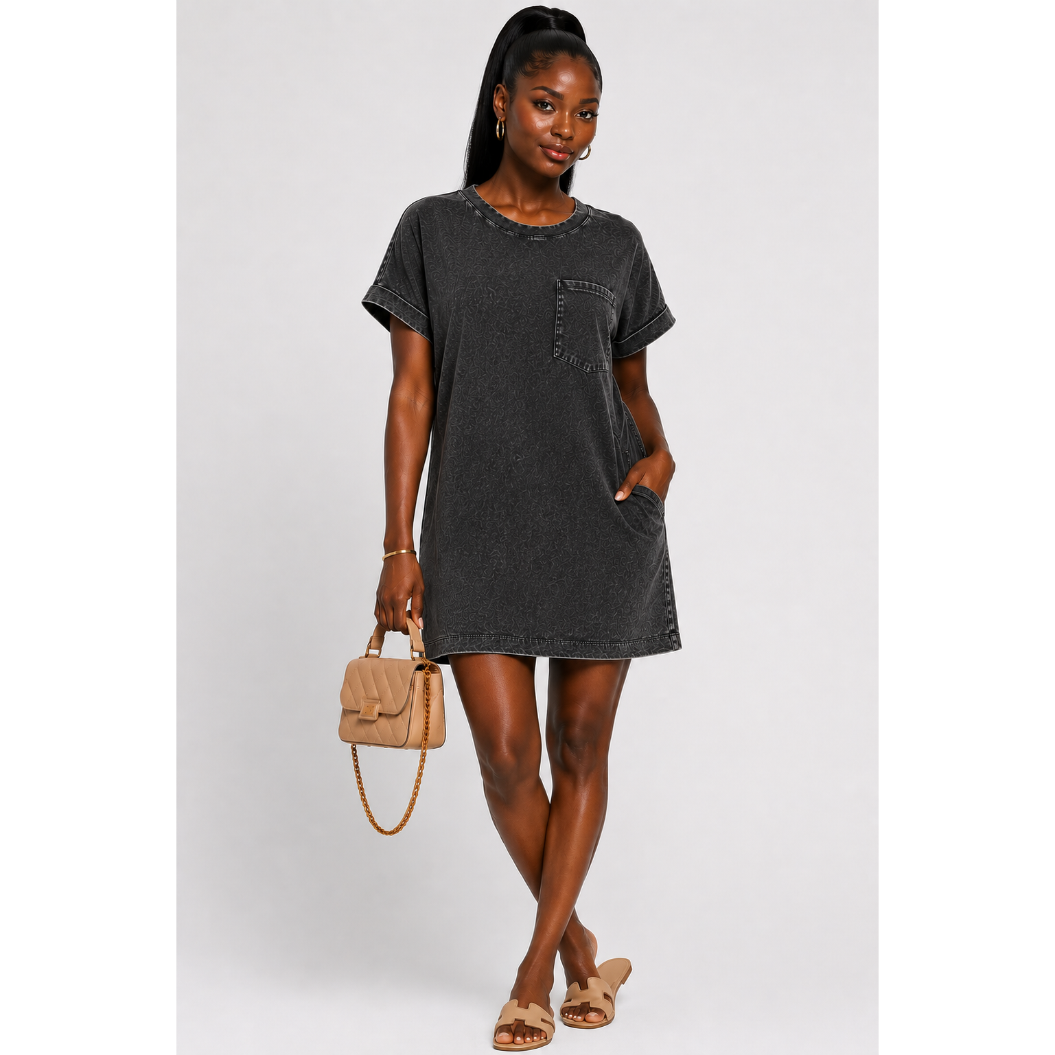 Soft Comfort Mineral Wash T-Shirt Dress