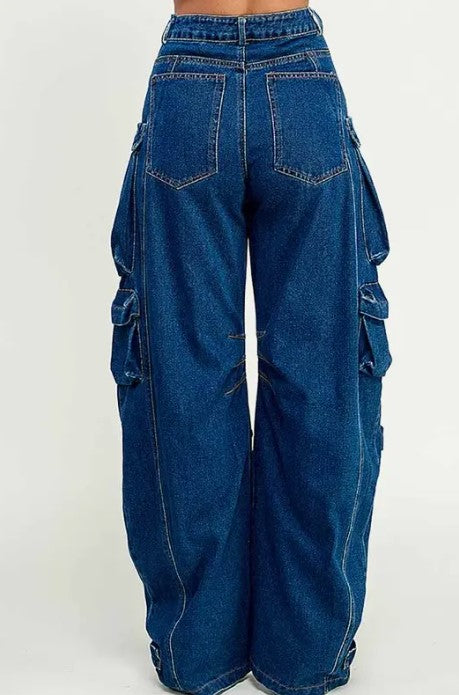 Cargo Pockets Denim Jeans