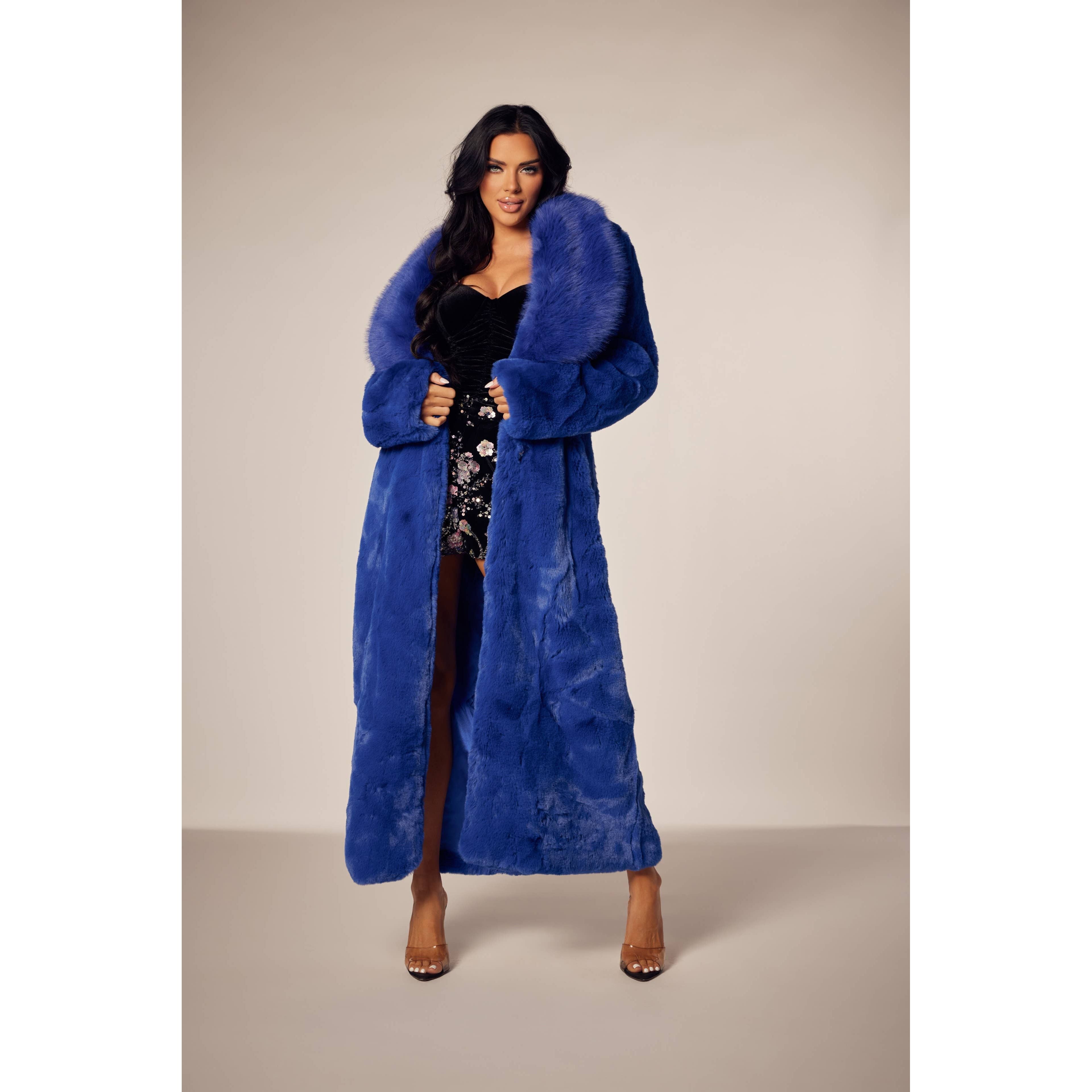 Faux Fur Long Coat with Pockets