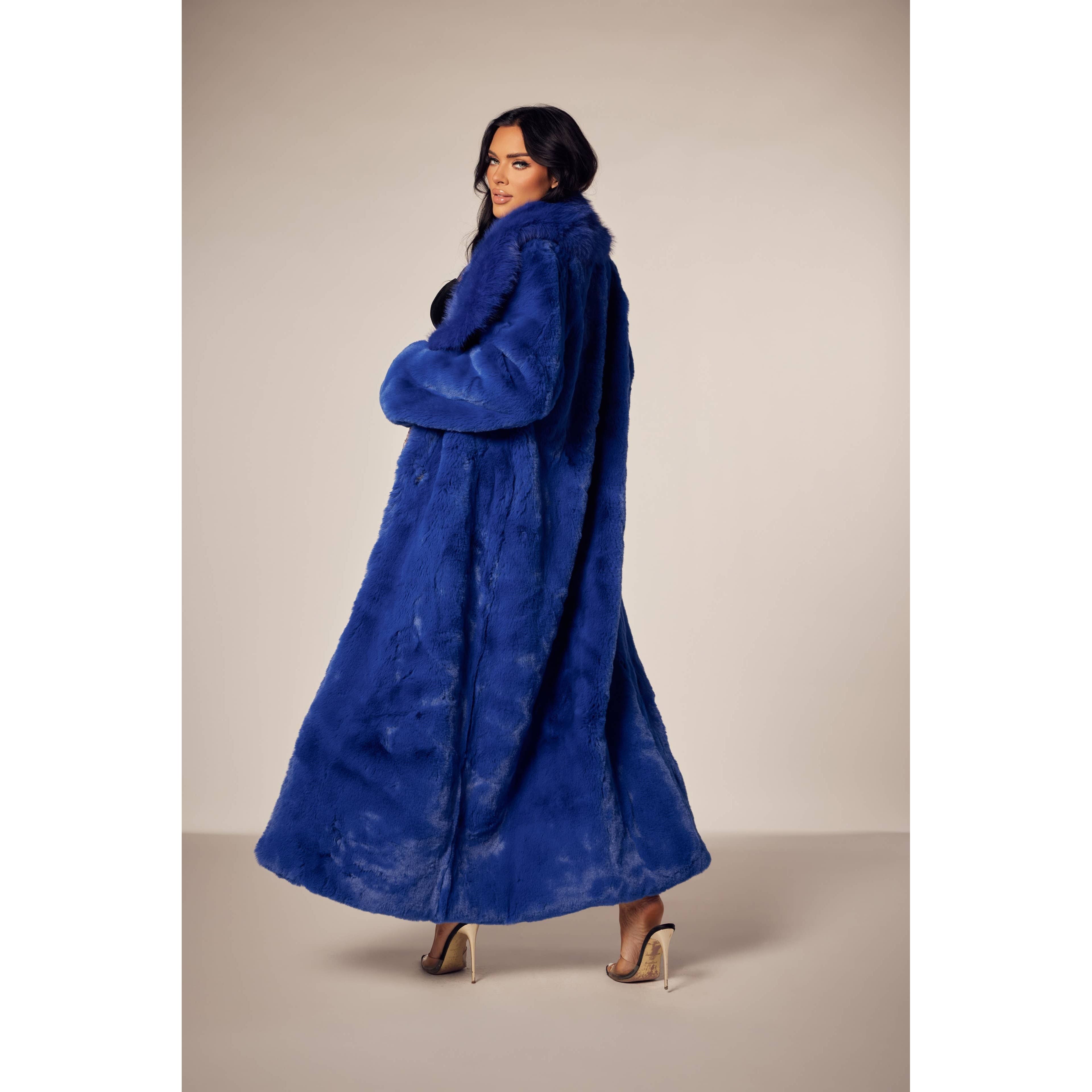 Faux Fur Long Coat with Pockets