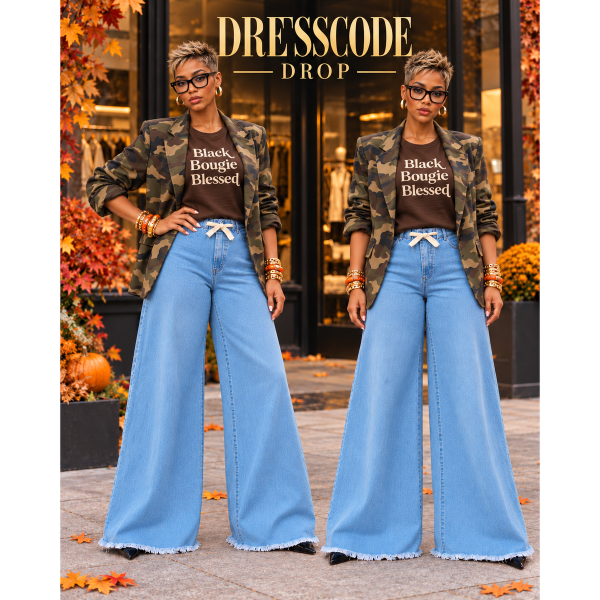 Wide Leg Denim Pants