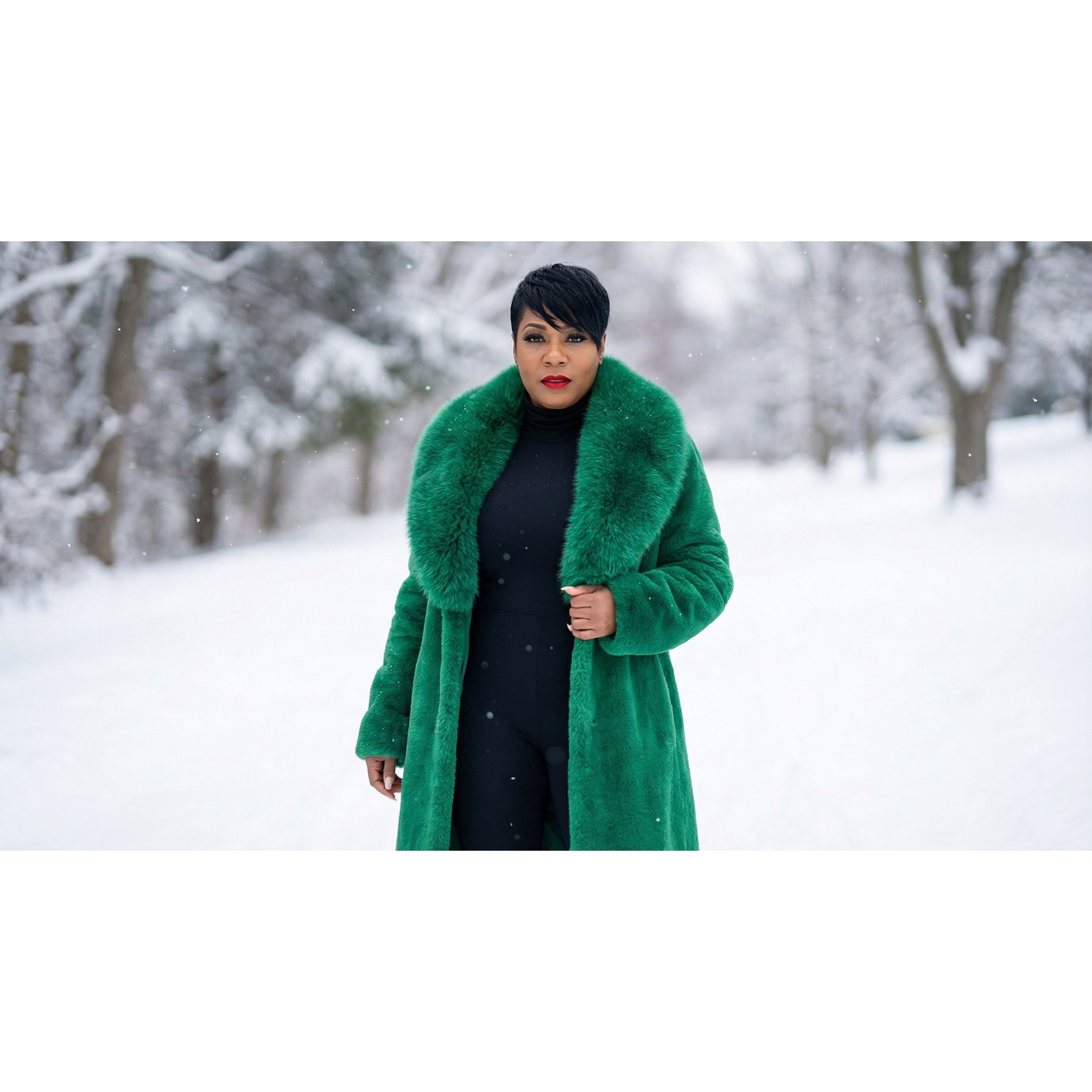 Faux Fur Long Coat with Pockets