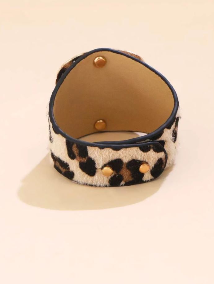 Leopard Beauty Shield Cuff Bracelet