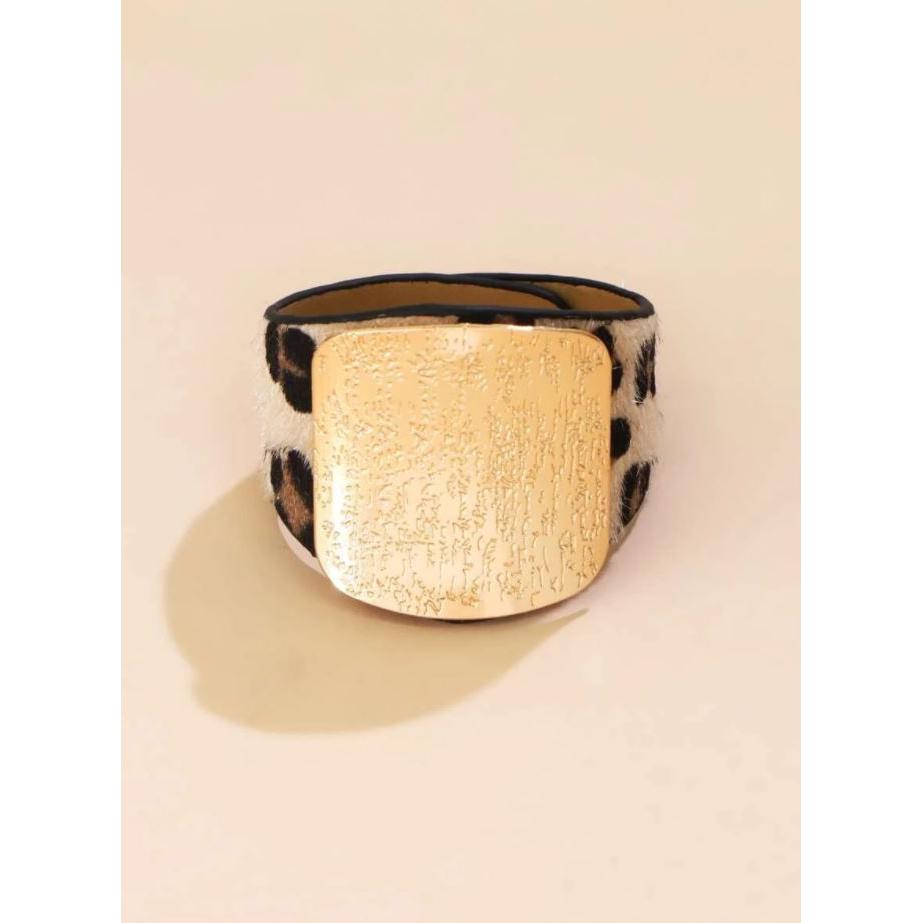 Leopard Beauty Shield Cuff Bracelet