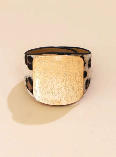Leopard Beauty Shield Cuff Bracelet