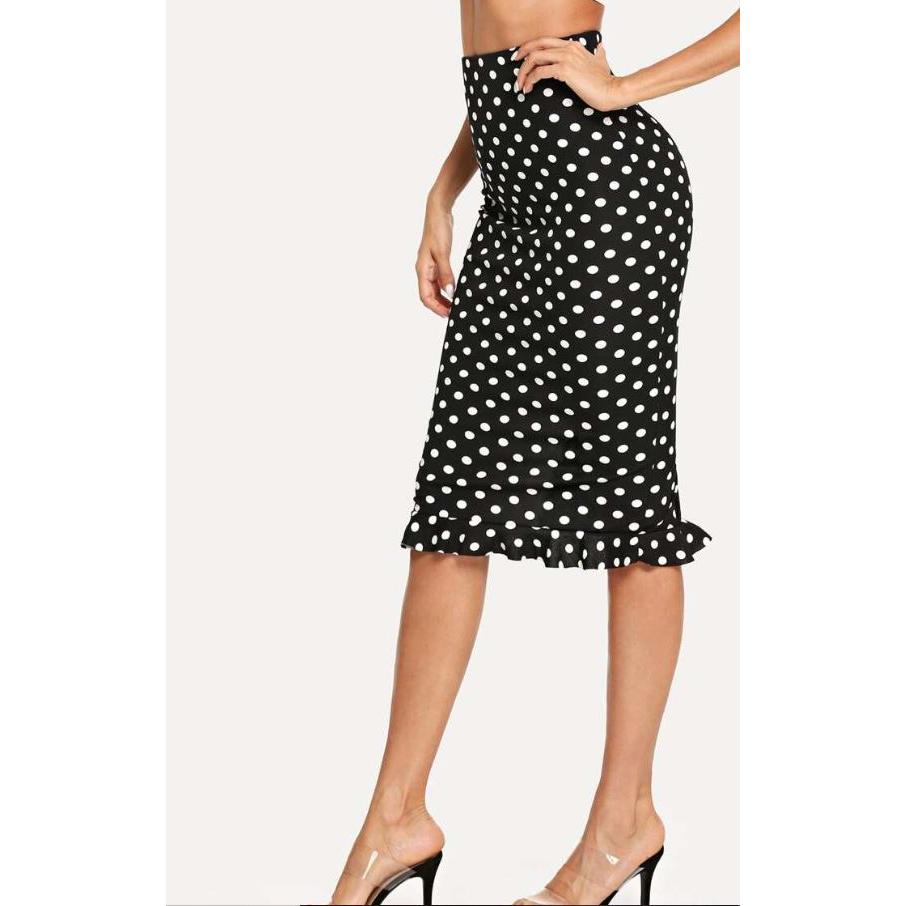 Ruffle Hem Polka Dot Skirt