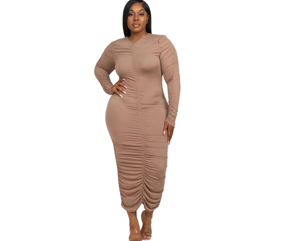 Bodycon Ruched Maxi Dress
